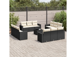 Conjunto de sofá de jardín de 13 piezas con cojines de mimbre sintético negro, Dkd Home Decor