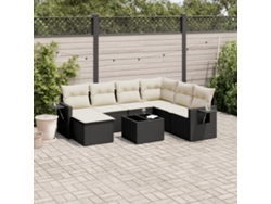 Conjunto de sofá de jardín de 8 piezas con cojines en mimbre sintético negro de DKD Home Decor
