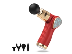 Mini pistola de masaje facial, masajeador muscular con pantalla LCD pequeña (rojo)
