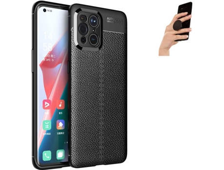 Carcasa y Suporte Popsocket Oppo Find X3 Pro PHONESHIELD Rugged Leather Anti choque Negro