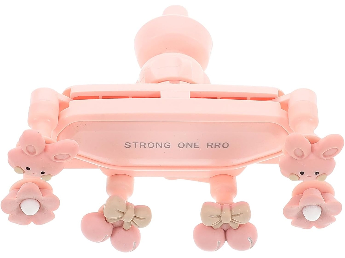 Soporte Para Teléfono Móvil Para Rejilla De Ventilación Del Coche, Plástico Rosa Con Diseño De Conejo, 6 Puntos De Fijación.