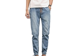 2026-pantalones Vaqueros Jogger Para Hombre Talla Grande Con Cintura Elástica Y Cordón Ajustable De Tela Estirable