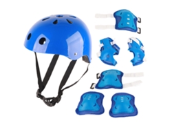 Conjunto de Equipamento de Proteção Infantil Bj-Kids: Capacete, Cotoveleiras e Joelheiras para Patins, Patinete e Bicicleta de Equilíbrio - Azul