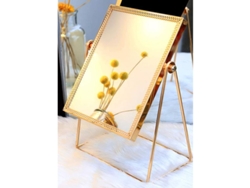 2026altiro-espejo De Maquillaje Rectangular Decorativo En Oro Rosa Con Rotación De 360°, Fabricado En Acero Inoxidable Y Cristal Hd.
