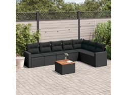 Conjunto de sofá de jardín de 8 piezas con cojines en mimbre sintético negro de DKD Home Decor