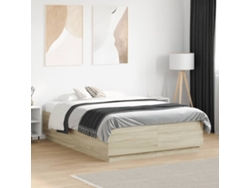 Estructura Cama Con Luces Led Madera Roble Sonoma 135x190 Cm