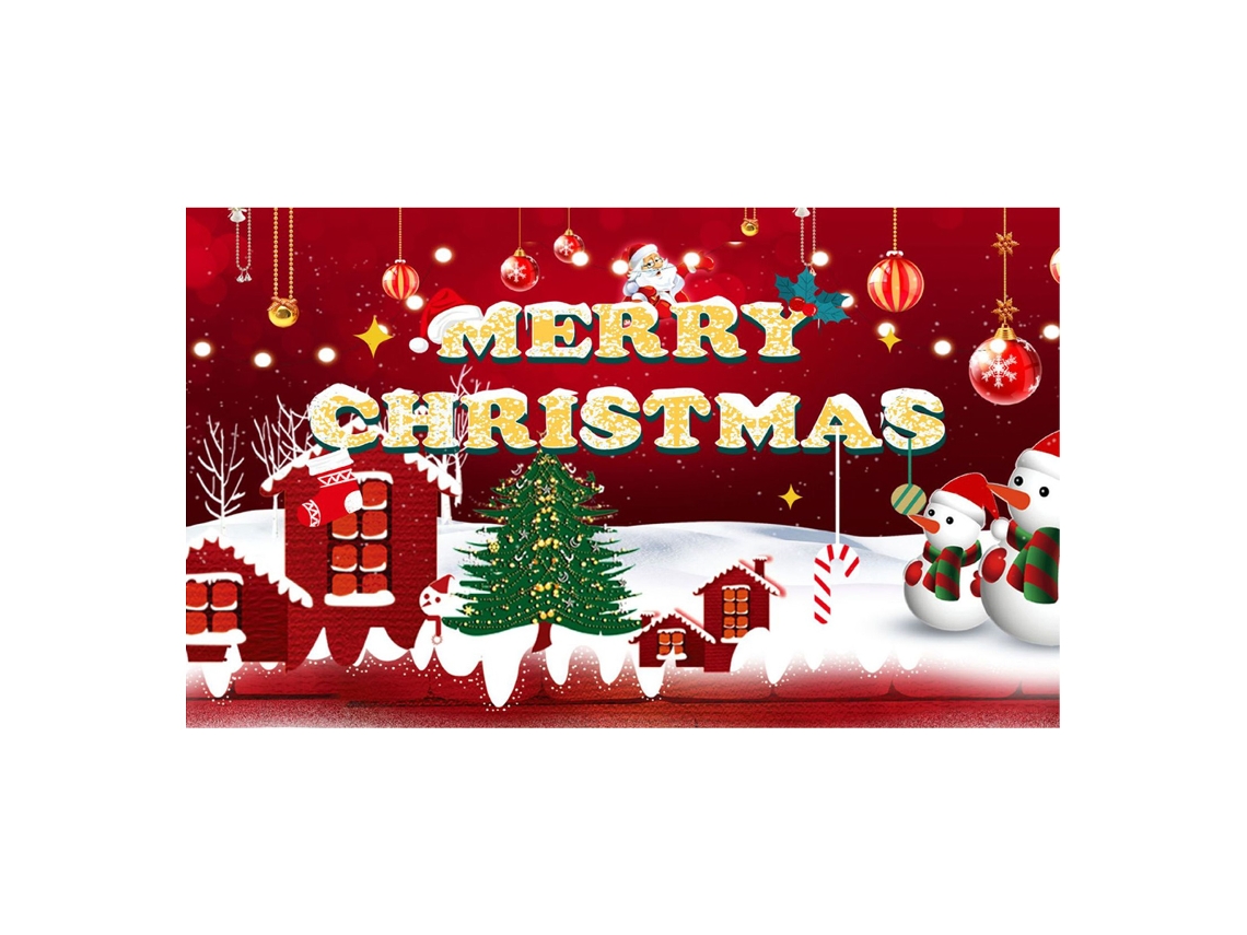 Panel decorativo navideño, fondo rojo con Papá Noel y árbol de Navidad. TRUYUETY