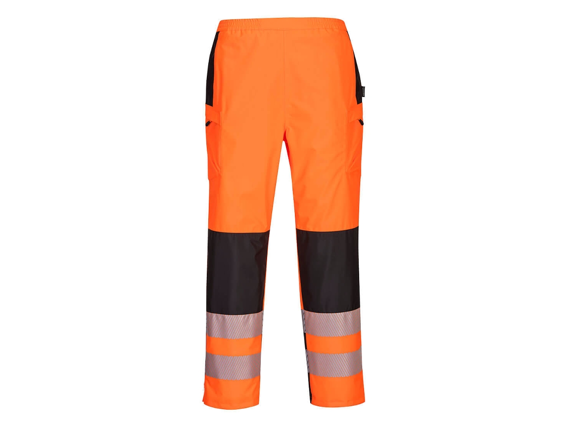 Pantalones impermeables de alta visibilidad Portwest Pw3 para mujer / Naranja y negro / L