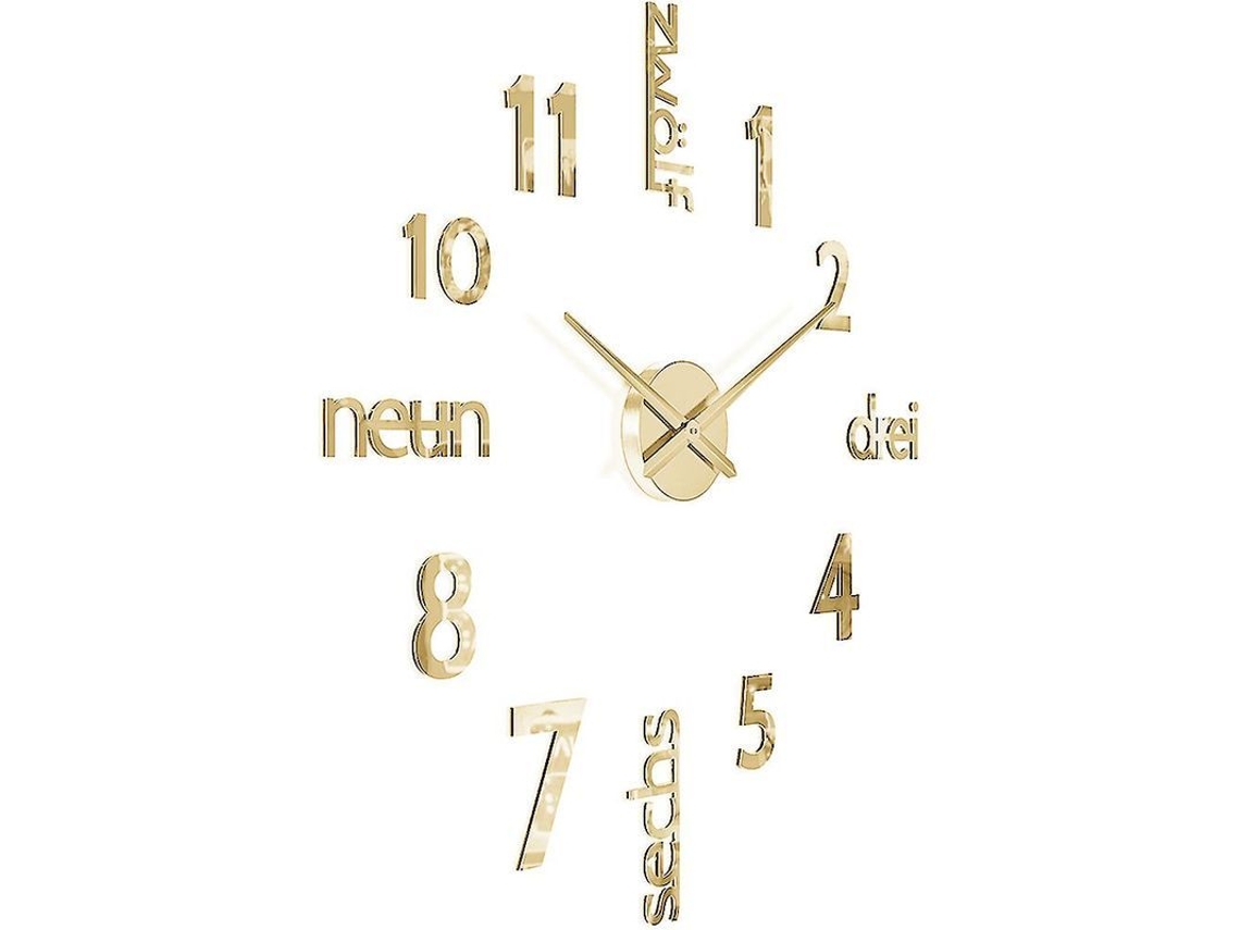 Reloj de pared con efecto espejo 3D, sin marco, grande, elegante y fácil de montar.