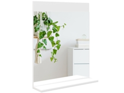 Espejo De Pared Blanco Con Estante Abierto Para Recibidor, 50x12x60 Cm