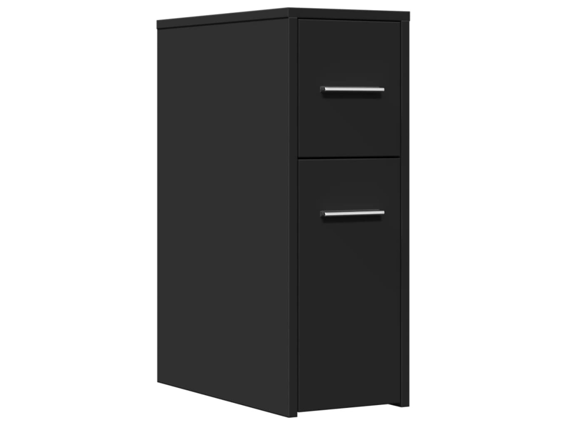 Maison Exclusive - Armario De Baño Estrecho Con Ruedas Madera De Ingeniería Negro