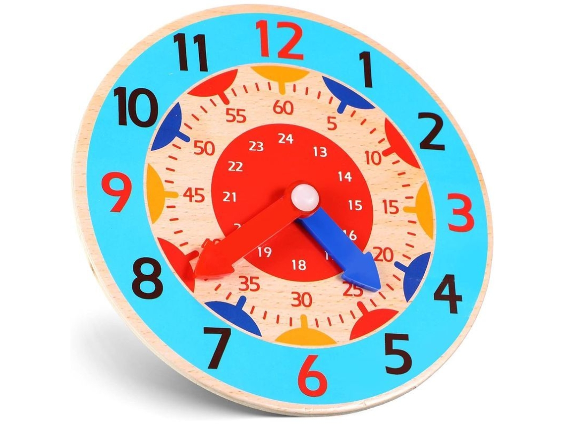 Reloj De Madera Educativo Para Que Los Niños Aprendan A Leer La Hora, Juguete Colorido Con Manecillas, Ideal Para El Aula Y Para Jugar En Familia.