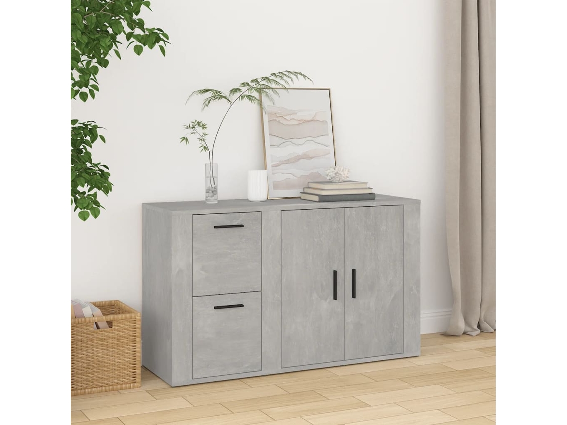 Aparador De Madera Contrachapada Gris Hormigón 100x33x59,5 Cm