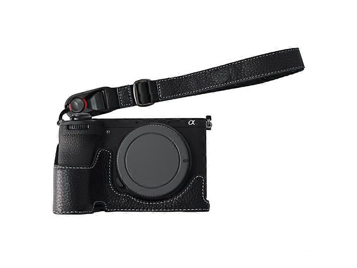 Estuche protector de piel de vaca auténtica con gran apertura y correa para la muñeca compatible con la cámara Sony A6700 Facpoet