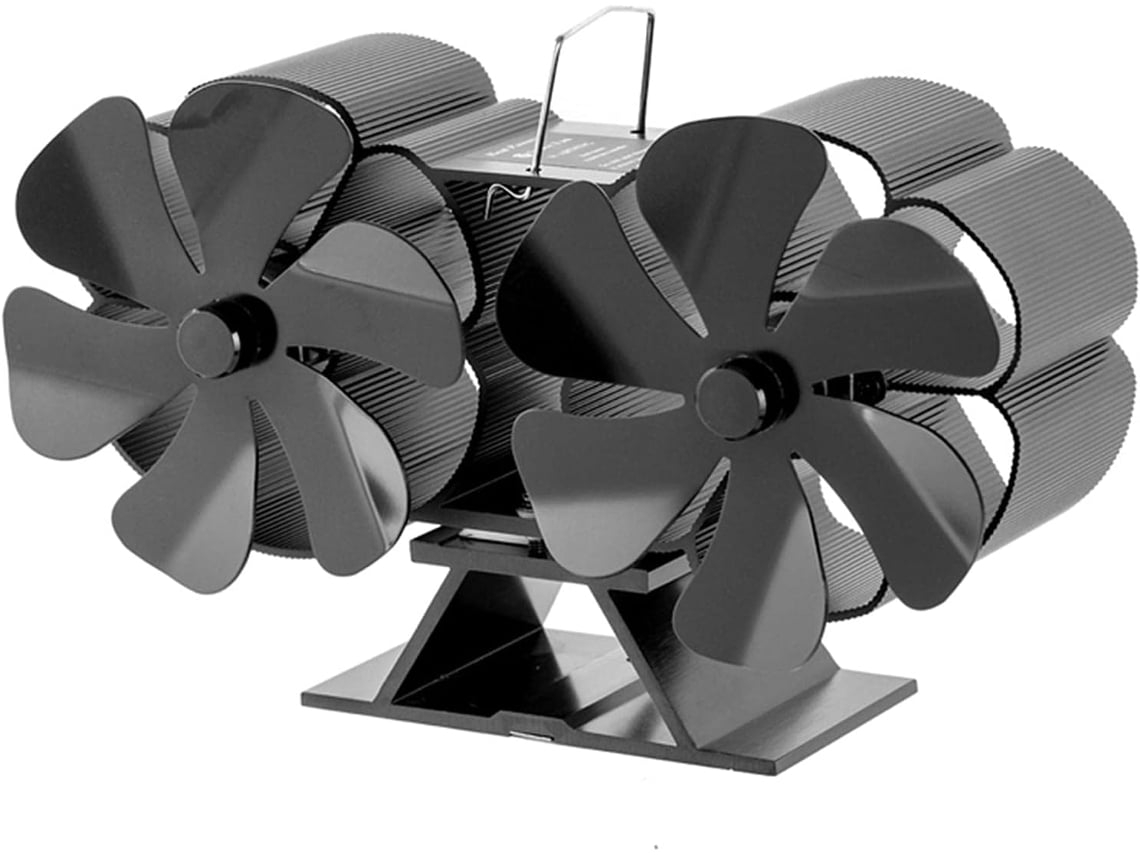 Ventilador De Chimenea De Doble Cabezal, 12 Aspas, Negro*