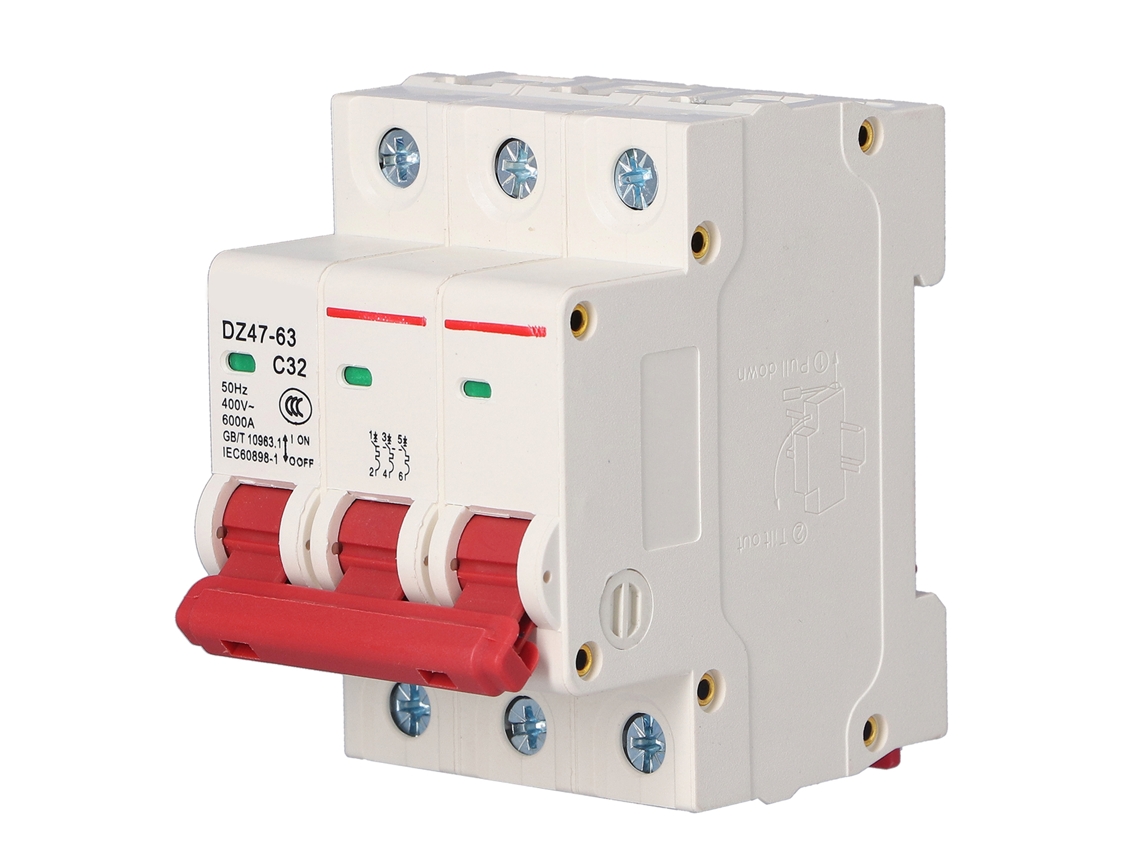 Disyuntor Miniatura De 3 Polos Para Rail Din, Tapa De Pc, Interruptor Aire Doméstico Ac 400v 32a Dz47‑63