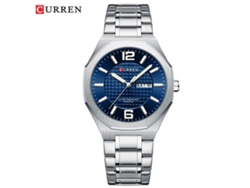 (azul Plateado) Reloj De Cuarzo Sencillo E Impermeable Con Correa De Acero Inoxidable, Fecha, Estilo Casual De Negocios, Forma Octogonal.