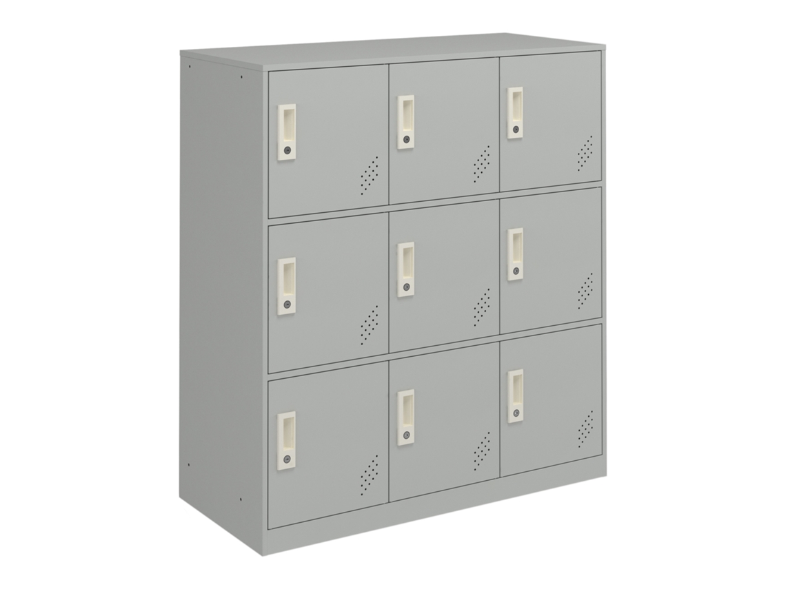 Casillero Metálico Rautavaara 9 puertas con cerradura acero 100x90x40cm - Gris pálido [EN.CASA]