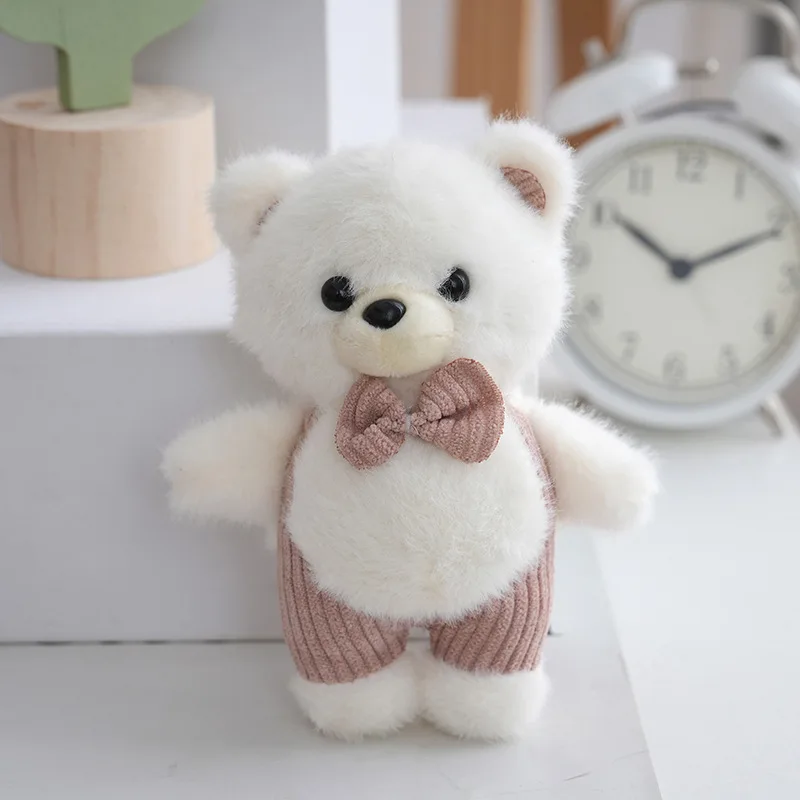 (branco) Novo Chaveiro De Pelúcia Criativo E Fofo De Urso Com Laço