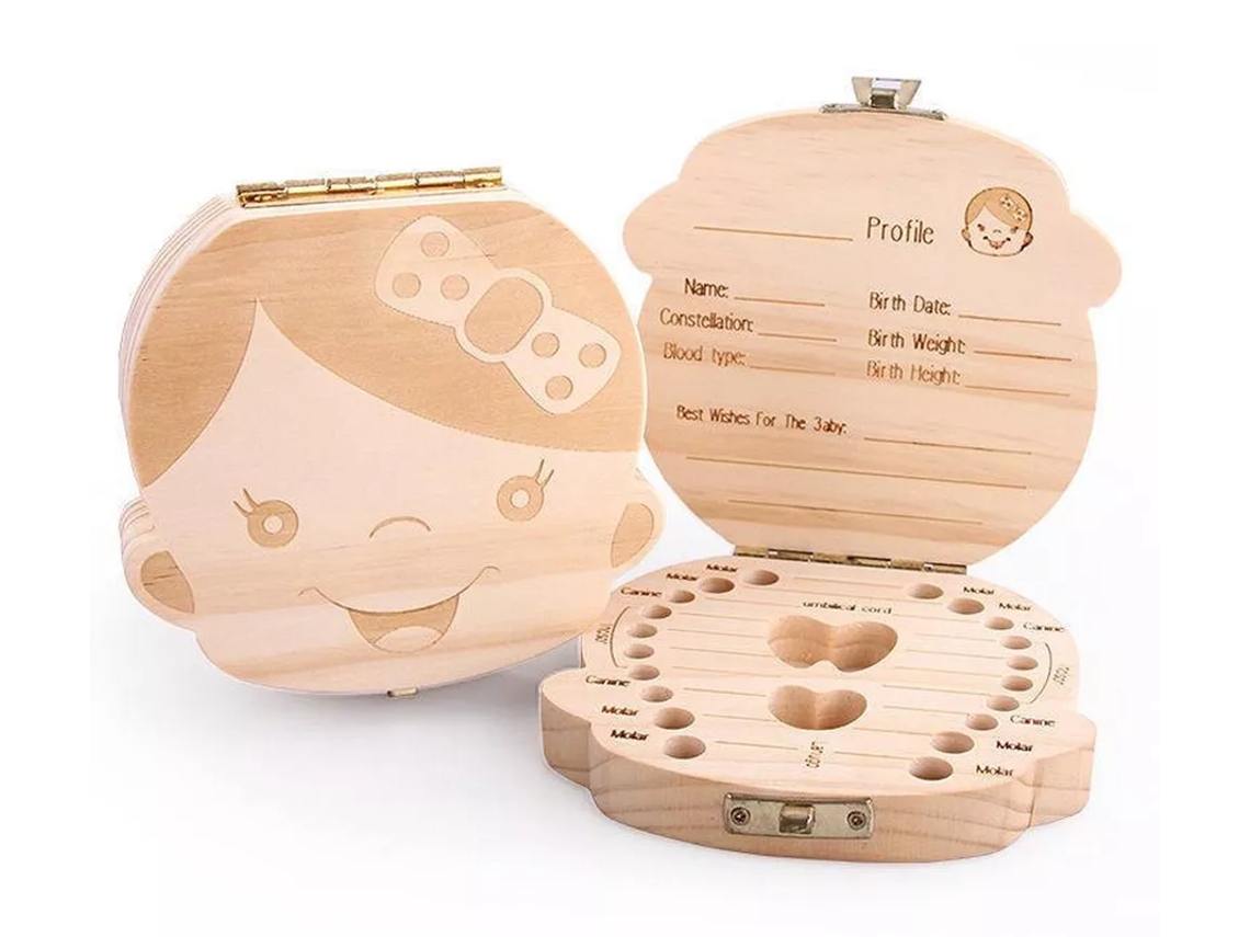Caja de madera ELORY para dientes de leche - Recuerdo infantil para niñas