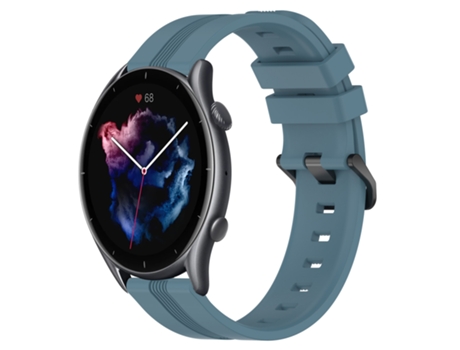 Correa de reloj inteligente para Amazfit GTR 3 Correa de reloj Slicone a rayas cóncavas de 22 mm (Rock Cyan)