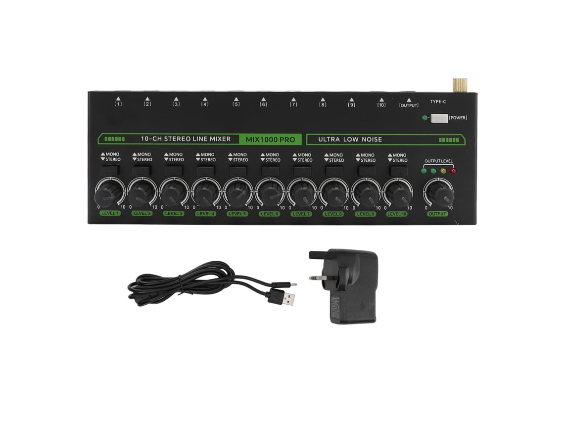 Mezclador De Sonido Estéreo Rgb Profesional De 10 Canales Con Enchufe Británico Para Amplificador Y Micrófono.