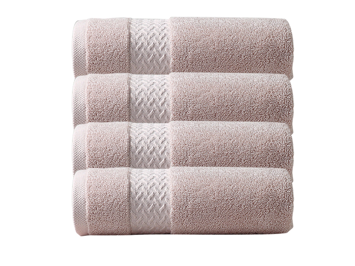 Conjunto de Toalla NEVEANCE Lujo Suaves Absorbentes Algodón Rosa - 4pcs (75x35cm)