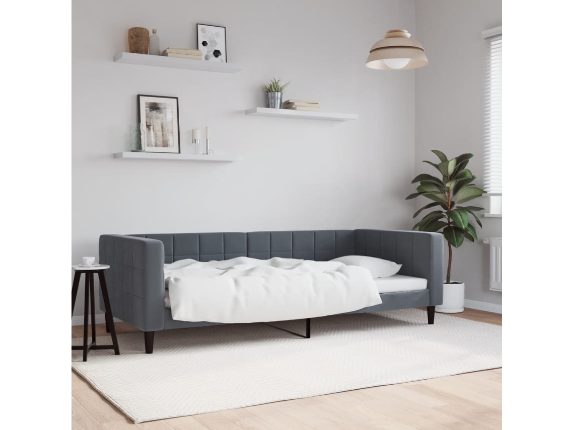 Sofá Cama Sin Colchón Terciopelo Gris Oscuro 90x200 Cm