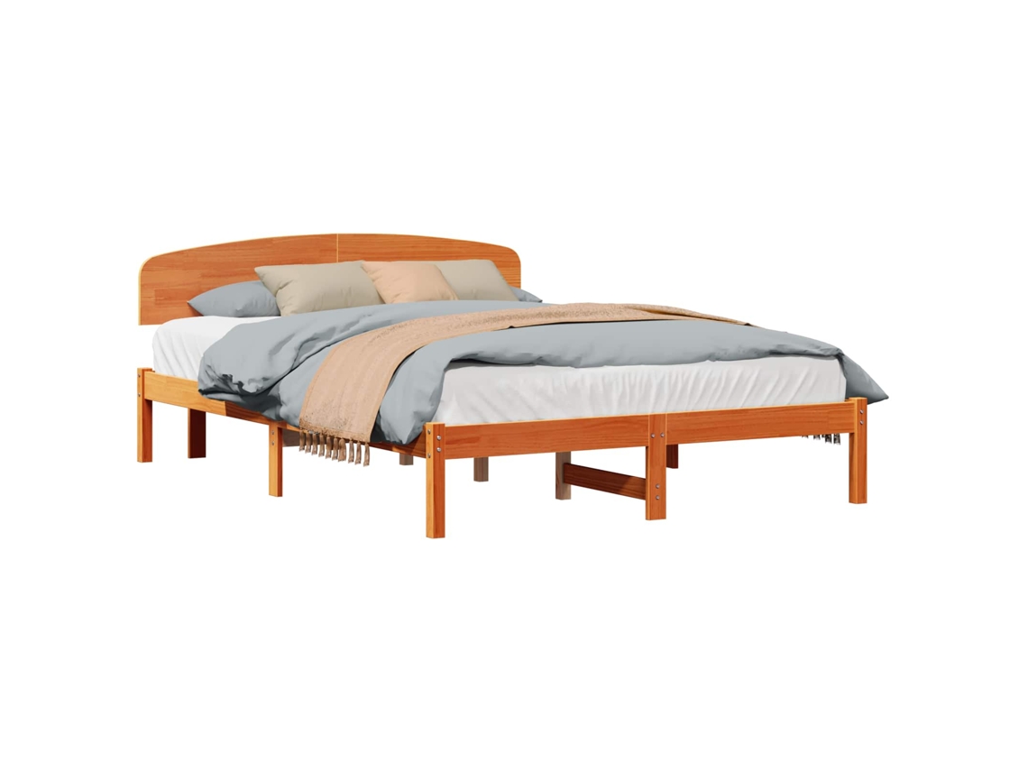 Maison Exclusive - Estructura De Cama Con Cabecera Marrón Cera 150 X 200 Cm