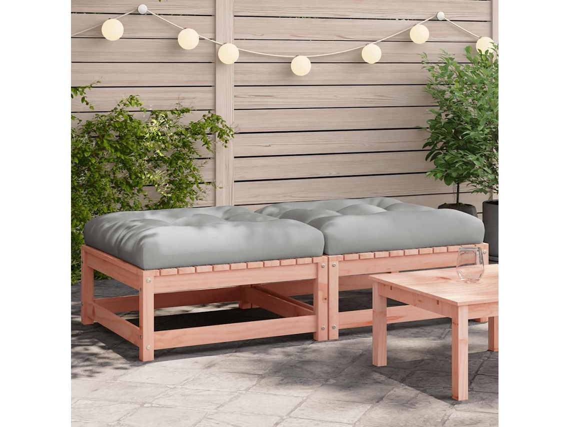 Reposapiés de jardín con cojines, 2 piezas, madera maciza Douglas, Wsd70546, Lovely Home