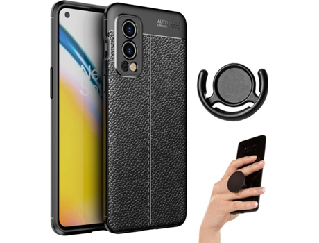 Kit Funda, Popsocket y Soporte Oneplus Nord 2 Rugged Leather Negro