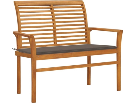 Banco de jardín VIDAXL Gris Topo Teca (112x55x94 cm)