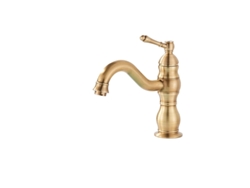 Grifo para lavabo, de borde, monomando, de latón antiguo corto