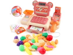 Juega a simular con una caja registradora de juguete. Caja registradora roja + Frutas y verduras CHENNNLS