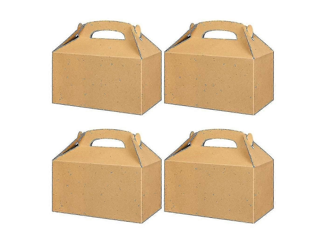 50 cajas blancas para regalos de fiesta, cajas de dulces con asas, bolsas de papel para galletas, modelo Gable B Hengjian