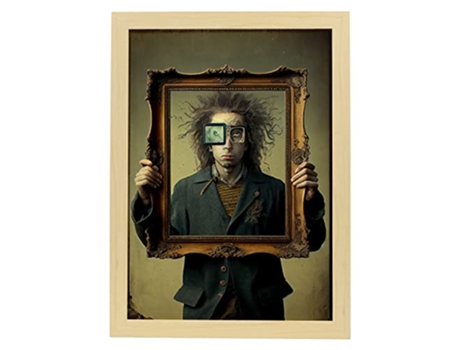 NACNIC Poster Retrato En Estilo Surrealismo Cinematográfico Ilustraciones Y Grabados De Historieta Abstracta Y Artística A3 Marcos Madera