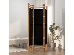 Biombo Plegable De 3 Paneles Bambú Y Lona 120 Cm