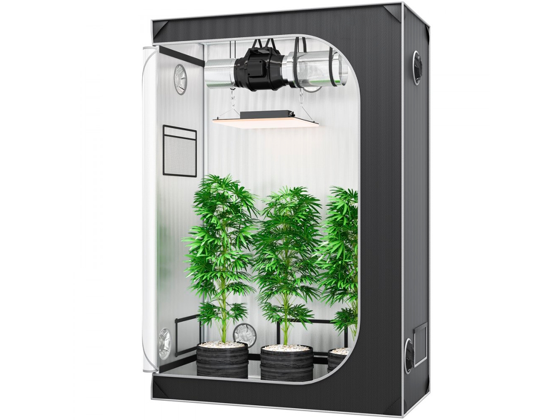 Armario de cultivo interior de 122 x 61 x 183 cm con estructura de acero, tejido Mylar y accesorios Tekmaquinas