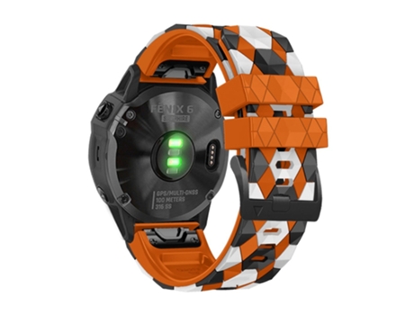 Correa de Silicona patrón de fútbol 22mm para Garmin Fenix 7/Descent G1/Epix Gen2 - anaranjado