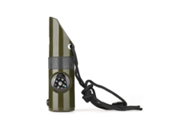 Silbato de supervivencia de emergencia, silbato 7 en 1 con LED, brújula y termómetro, silbato multifuncional con cordón para actividades al aire libre, Mo