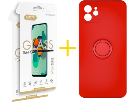 Carcasa + 2 Protectores de Pantalla para iPhone 11 ACCETEL Rojo
