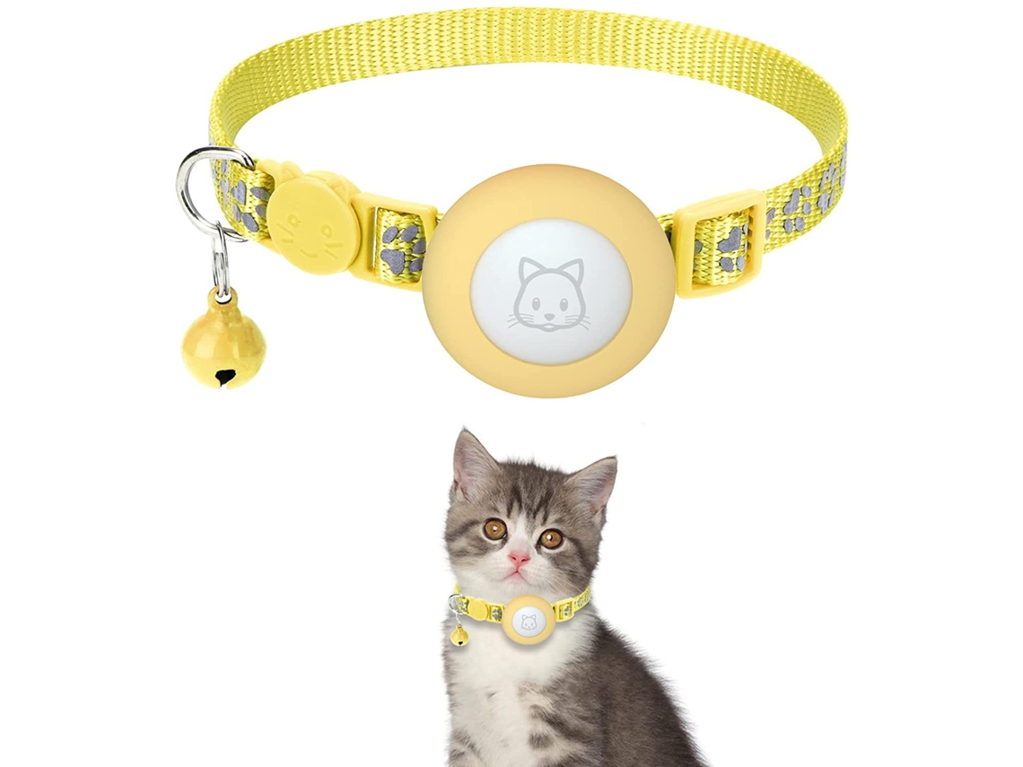 Collar Pequeño Con Soporte Para Rastreador Gps Para Mascotas, Correa De Nailon Reflectante Suave Y Duradera, Amarillo*