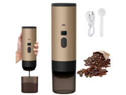 Cafetera de cápsulas, diseño portátil, extracción rápida, color oro champán.