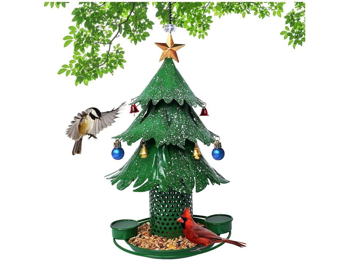Comedero Para Aves Navideño De Metal Colgante Exterior Resistente A La Lluvia Regalo Para Amantes De Las Aves