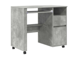 Mesa | Escritorio con ruedas Gris 91 x 50 x 77 cm Madera tratada