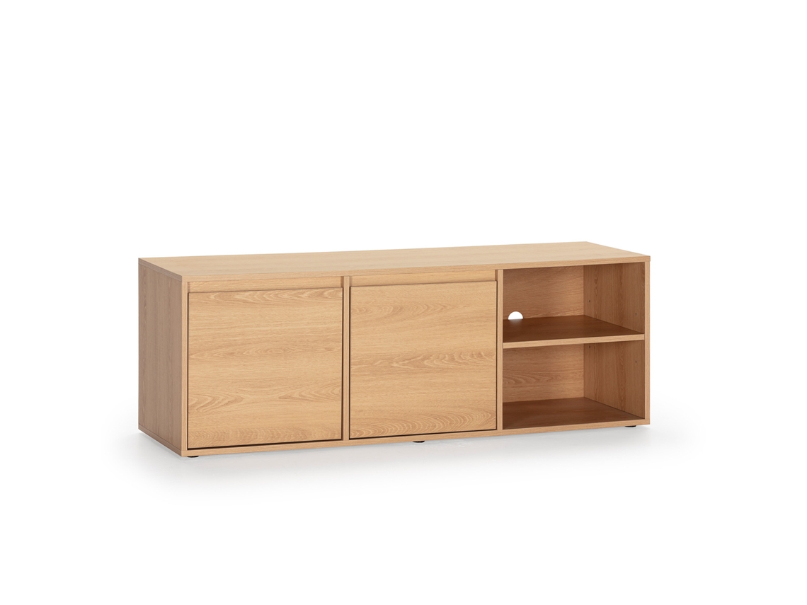 Mueble TV Tori 2 Puertas 2 Huecos, Color Roble, 130 cm VS VENTA-STOCK