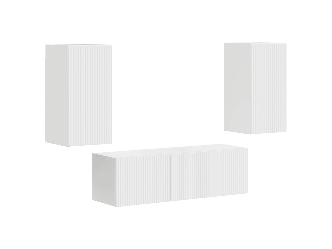 Conjunto de mueble de TV de pared de 4 piezas blanco brillante EXCLUSIVO DE MAISON