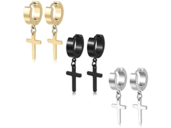 Pares De Pendientes Colgantes De Cruz De Acero Inoxidable Estilo Gótico Punk Para Hombre Y Mujer, Plateados, Dorados Y Negros.