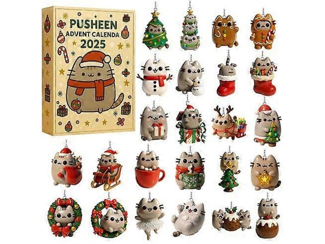 Calendario De Adviento De Navidad 2025 De Acrílico Decorativo, Estilo Completo, Pusheenbox