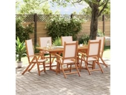Juego de comedor de jardín de 7 piezas en acacia maciza y textilene, Dkd Home Decor